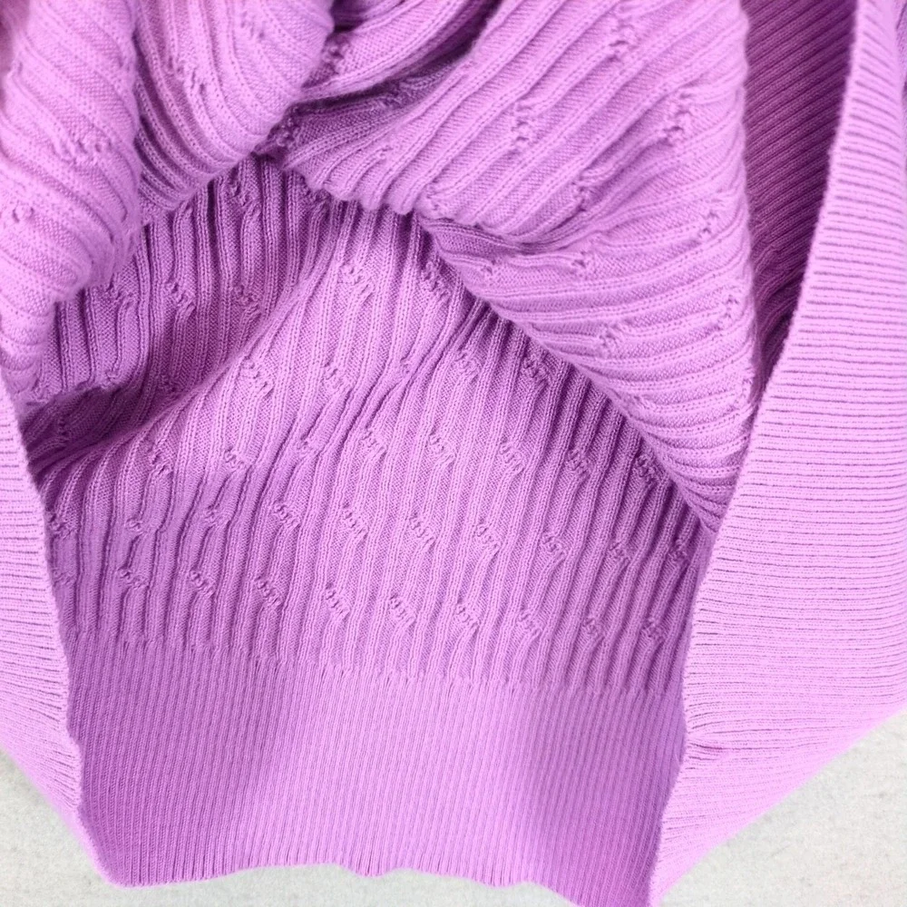 Talbots Purple Cable Knit Boat Neck Pullover Sweater Womens XL Pima Cotton Chic